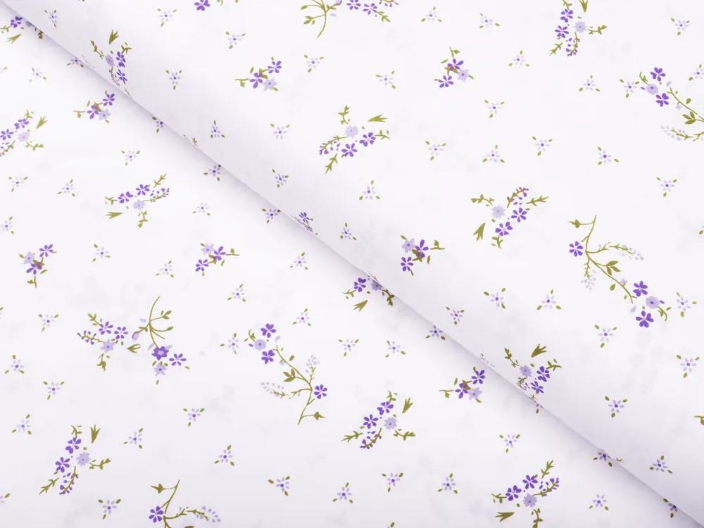 Biante Detské bavlnené posteľné obliečky do postieľky Sandra SA-296 Drobné fialové kvety na bielom Do postieľky 90x120 a 40x60 cm