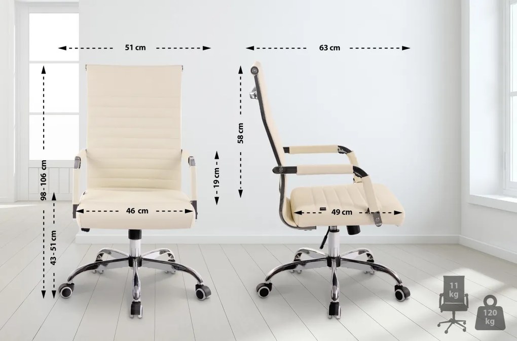 Design-Shop Kancelárska stolička Amadora - koženka - Krémová
