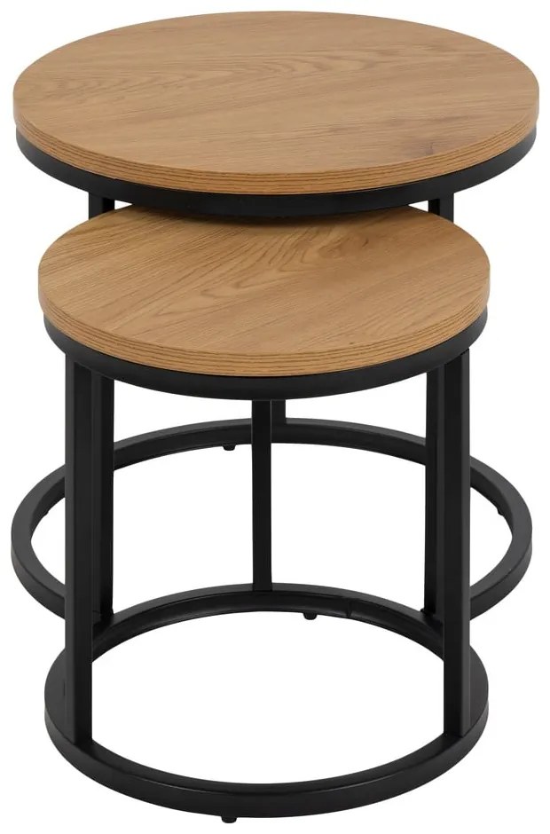 Okrúhle odkladacie stolíky s doskou v dubovom dekore v súprave 2 ks ø 45 cm Spiro – Actona