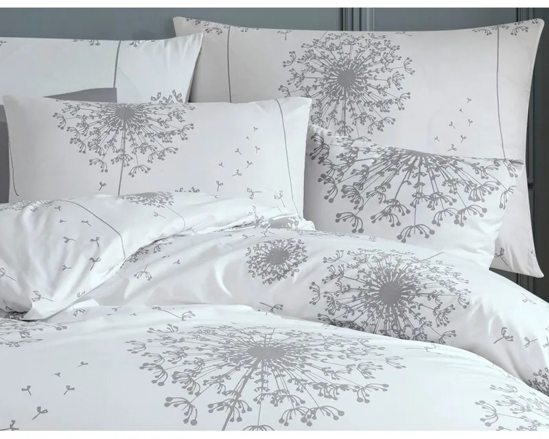 BedTex Bavlnené povlečení Pampeliška šedá, 220 x200 cm, 2 ks 70 x 90 cm