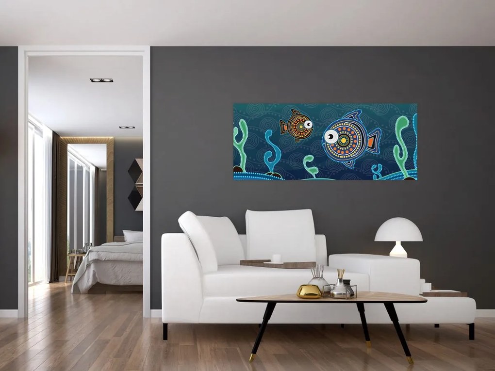 Obraz - Maľované rybičky (120x50 cm)