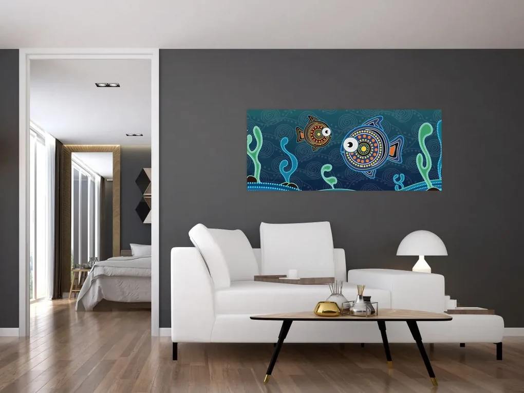 Obraz - Maľované rybičky (120x50 cm)