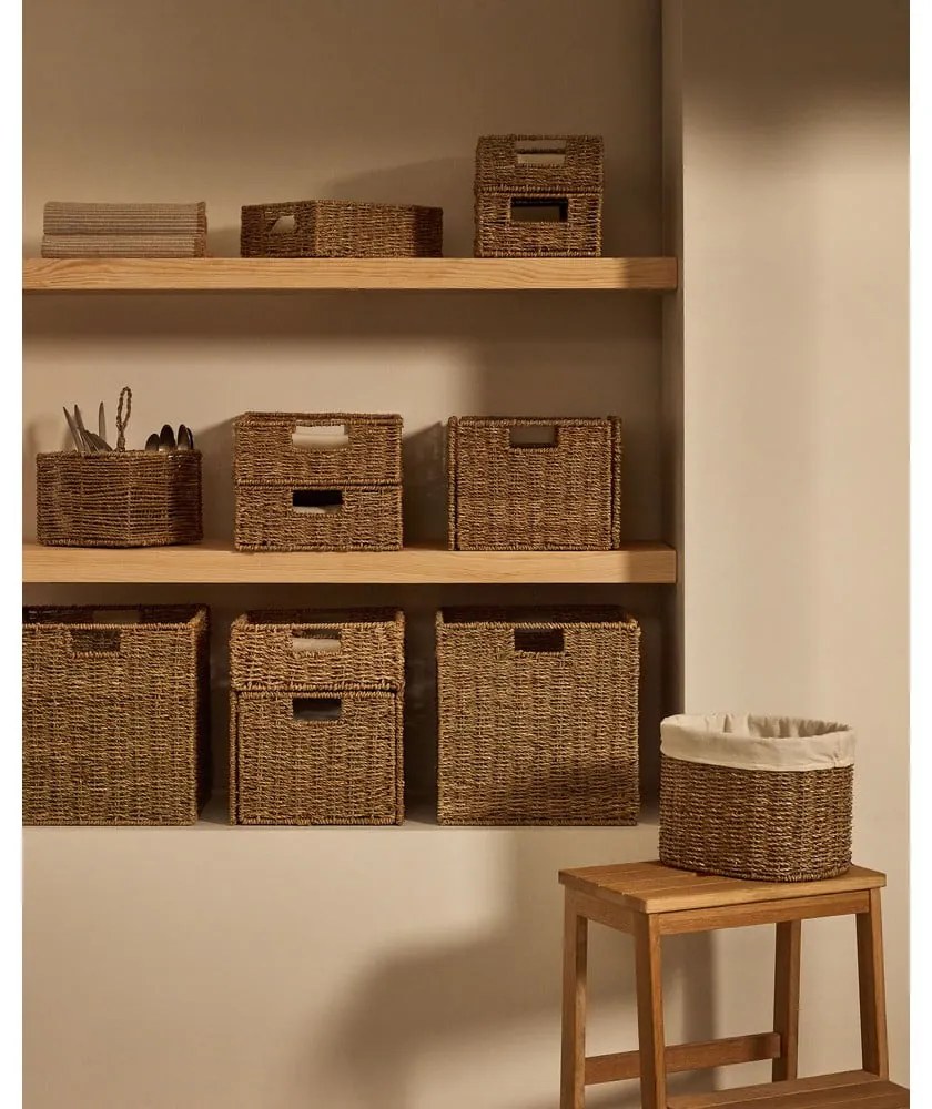 Košíky z morskej trávy v súprave 2 ks 35x25x25 cm Tossa – Kave Home