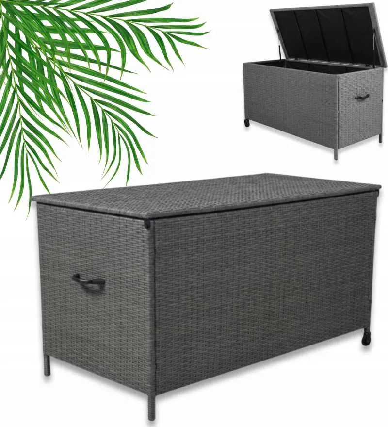 Sivý záhradný úložný box z technoratanu XL