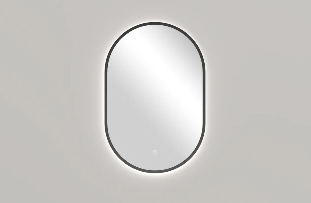 Cerano Valto, LED kúpeľňové zrkadlo 55x100 cm, kovový rám, čierna matná, CER-CER-NT8144D-55X100