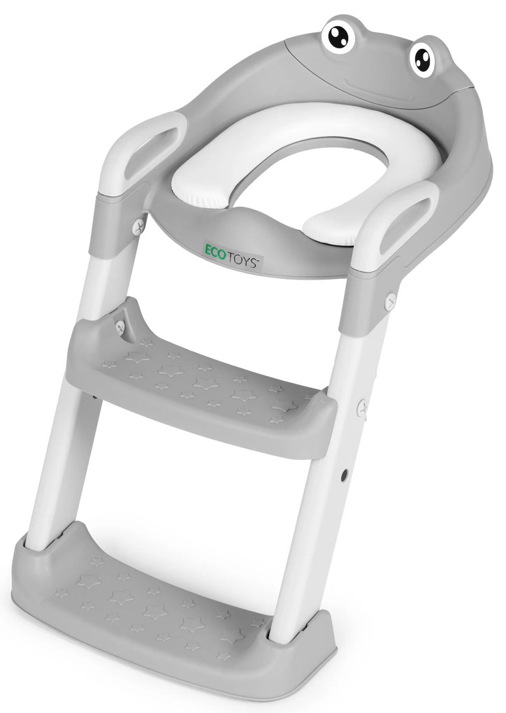 Detské sedadlo na toaletu so schodíkmi a rebríkom, sivé, ECOTOYS