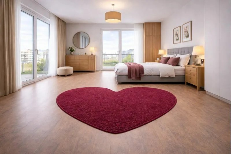 Kusový koberec Eton fialový srdce, 100x120 srdce, fialová, kuchyňa, Vopi