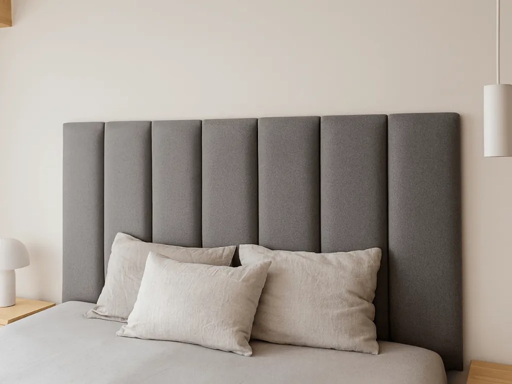 Čalúnený nástenný panel QUADRATTA 15x60 cm, sivý