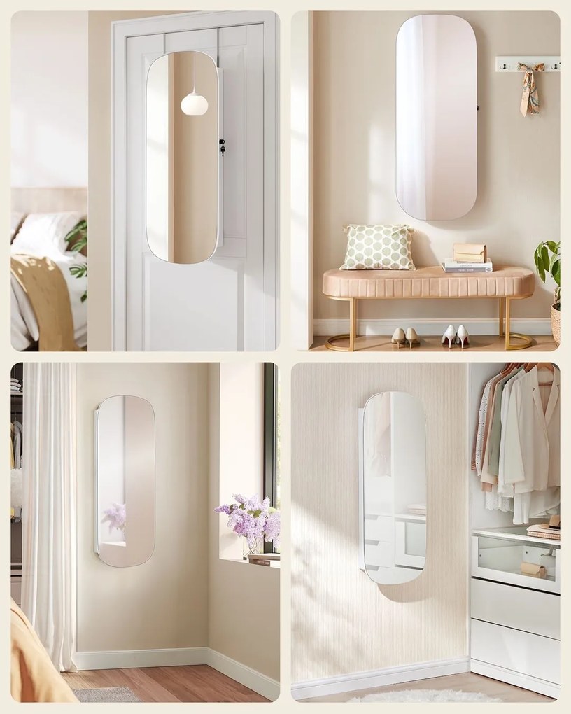 Nástenná šperkovnica so zrkadlom Hona biela