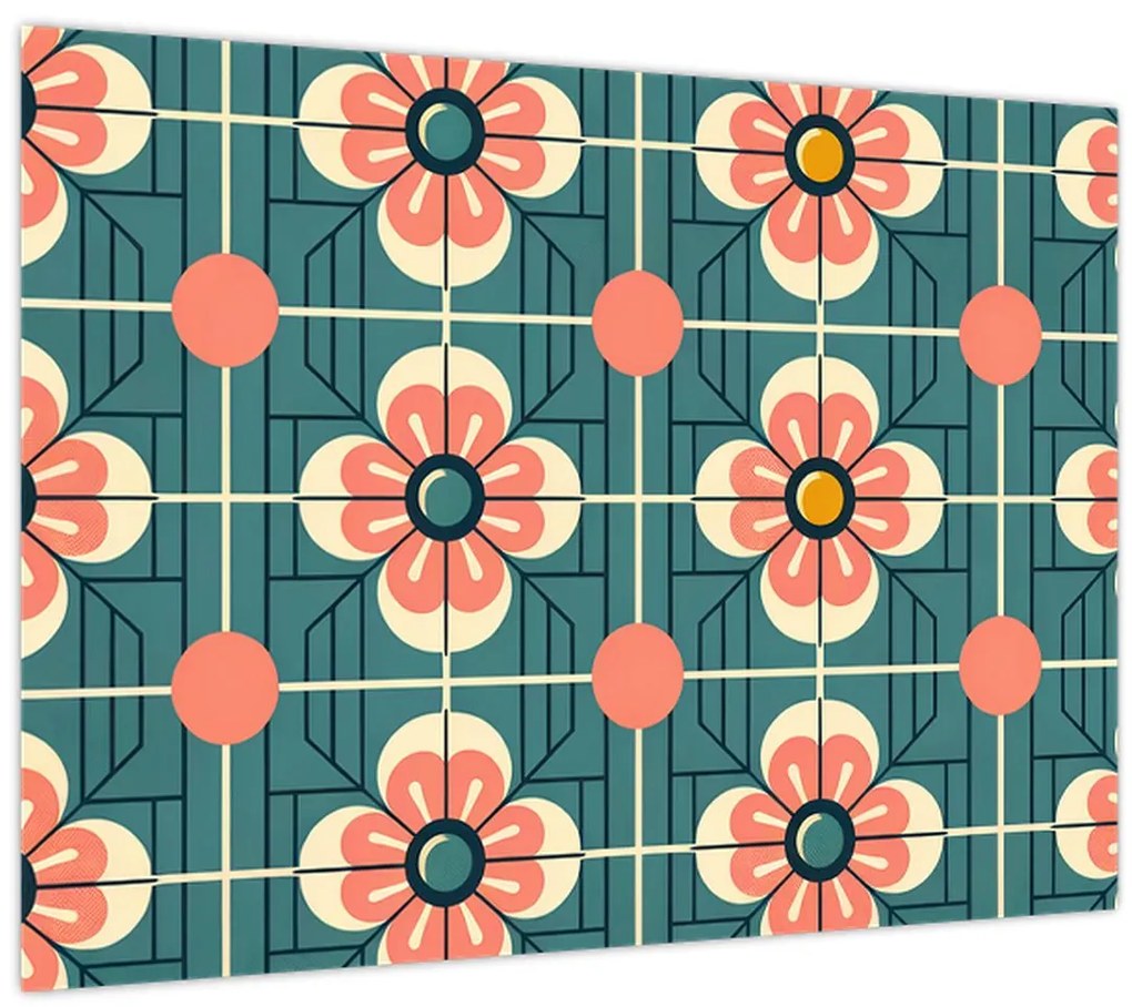 Obraz - Retro vzor s kvetmi (70x50 cm)