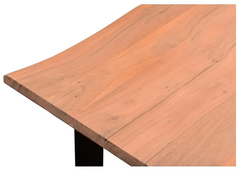 furniture-nabytek.cz - Jedálenský stôl Willy z masívneho akáciového dreva s čiernymi kovovými nohami, lakovaný, prírodný – 120×80 cm