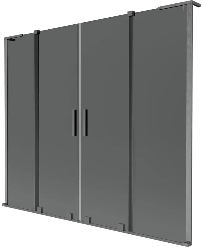 Mexen Velar L Duo, 2-krídlová posuvná vaňová zástena 170 x 150 cm, 8mm šedé sklo, brúsený grafit, 896-170-003-42-66