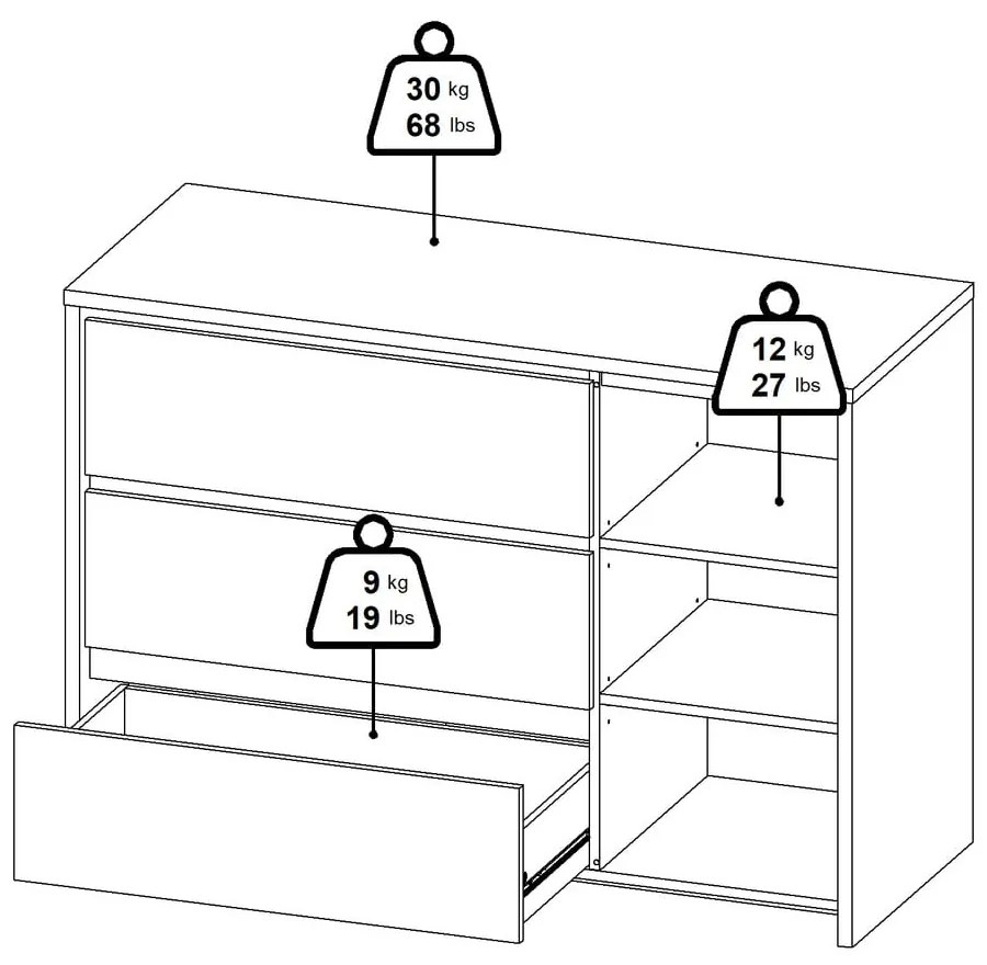 Biela komoda 119x84x48 cm Next – Tvilum