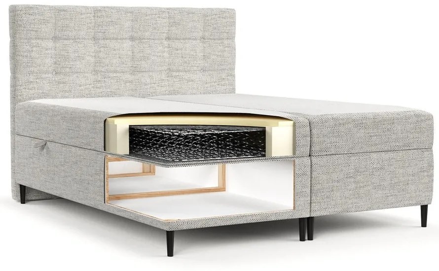 Svetlosivá boxspring posteľ s úložným priestorom 180x200 cm Urbaneo – Maison de Rêve