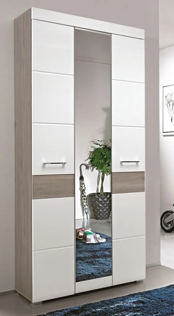 Skriňa Funny, dub strieborný/biela