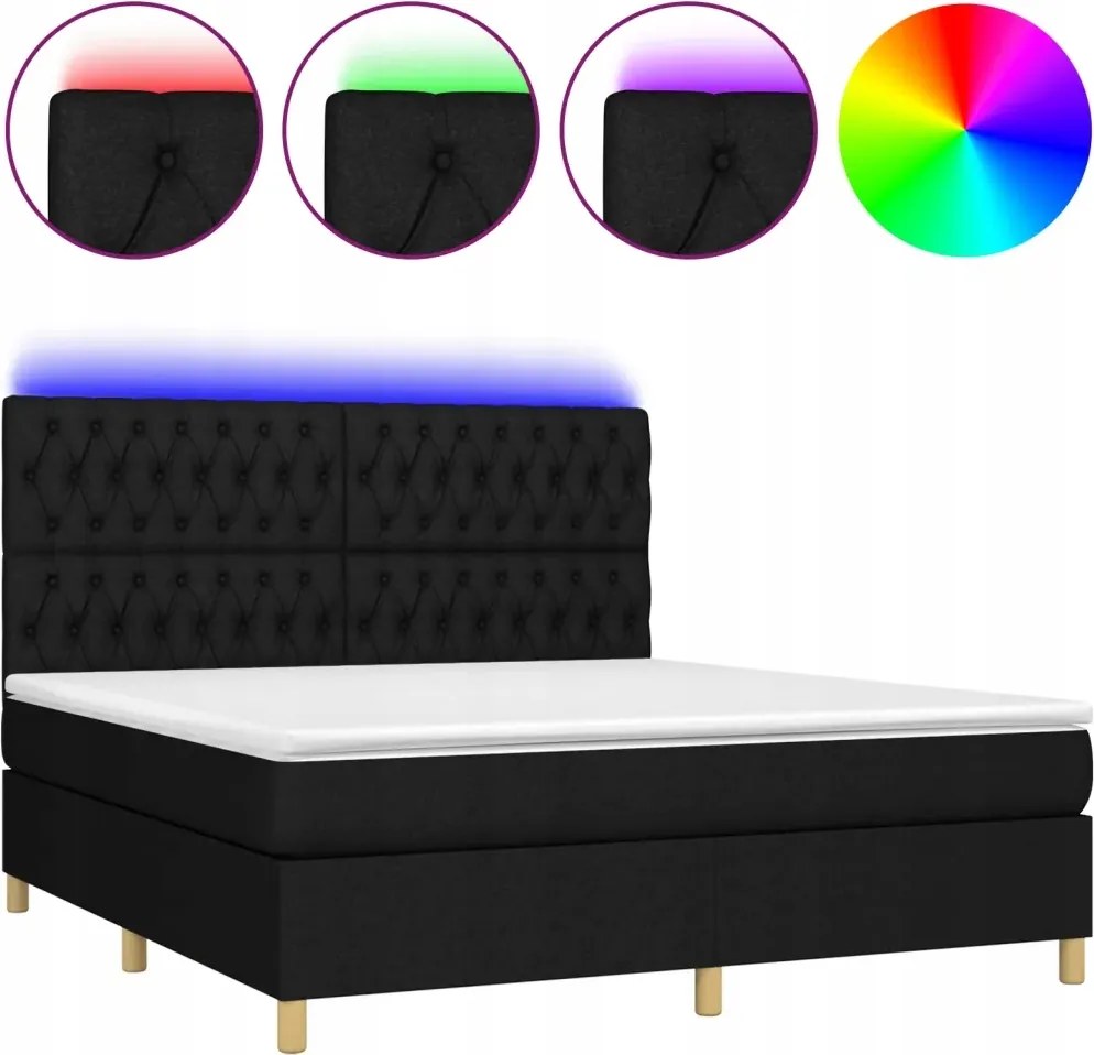 vidaXL Kontinentálna posteľ s matracom, čierna, 180 x 200 cm, látka