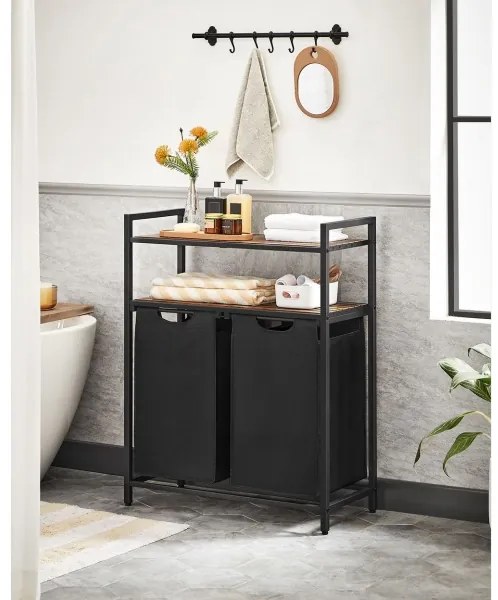 Koš na bielizeň REX hnedý/čierny