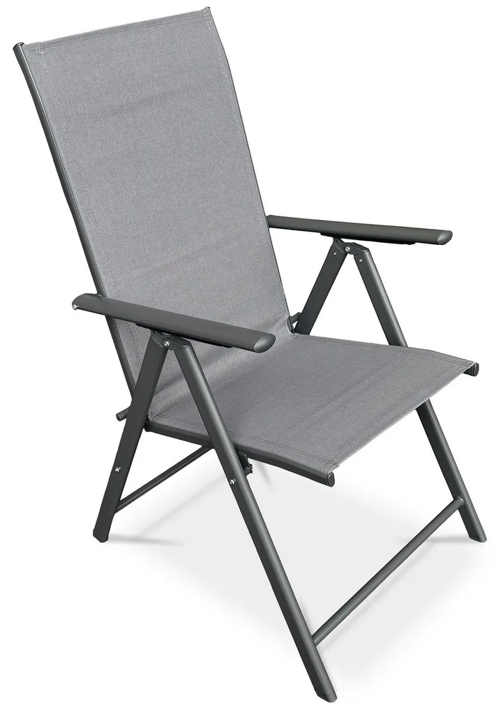 Autronic Záhradná stolička, kov, textil, sivá, AZC-S1116 GREY