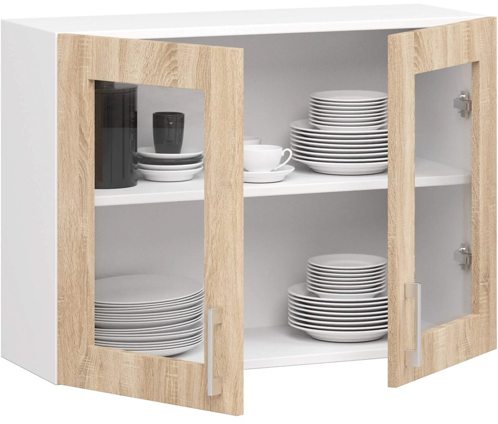 Kuchynská závesná skrinka ARTUS LIMA W80 H580 biela/dub sonoma
