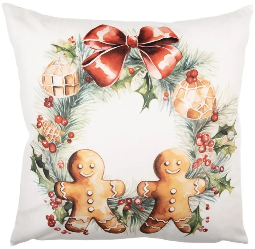 Biela obliečka na vankúš s perníčkami na venčeku - 45*45 cm