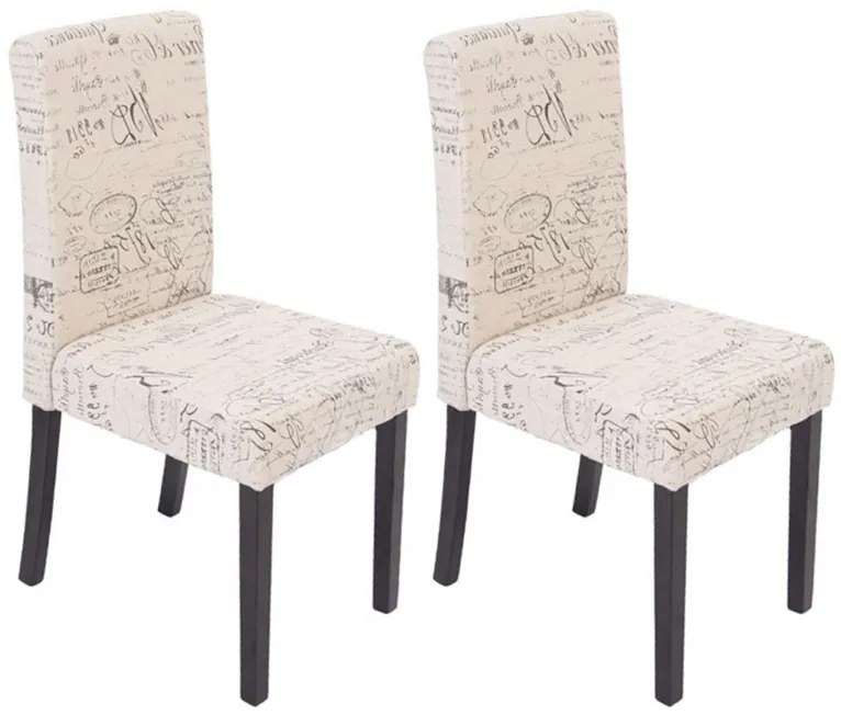Jedálenská stolička Litta krémová látka (SET 2 ks) - Tmavo hnedá