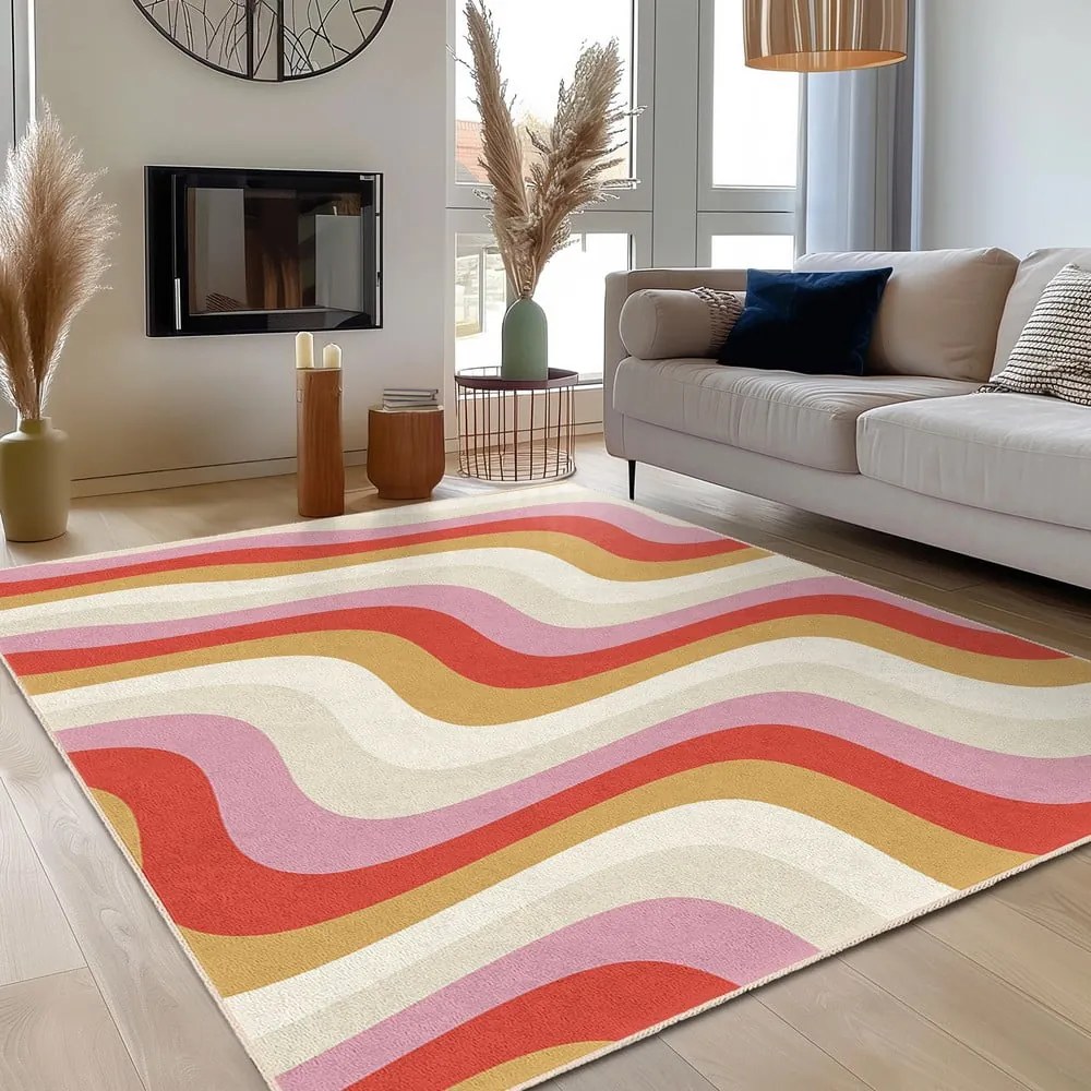 Žltý/ružový prateľný koberec 160x230 cm Creamy Raspberry Swirl – Mila Home