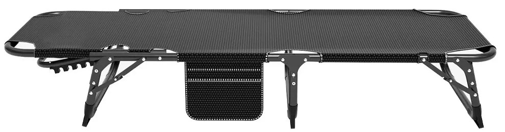 Skladacia kempingová posteľ s nastaviteľnou opierkou hlavy, s matracom v dvoch farbách