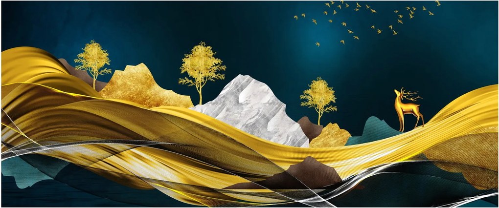 Obraz - Jeleň v krajine (120x50 cm)