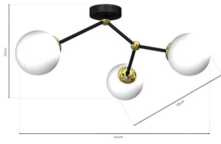 Prisadený luster JOY 3xE14/40W/230V čierna/zlatá