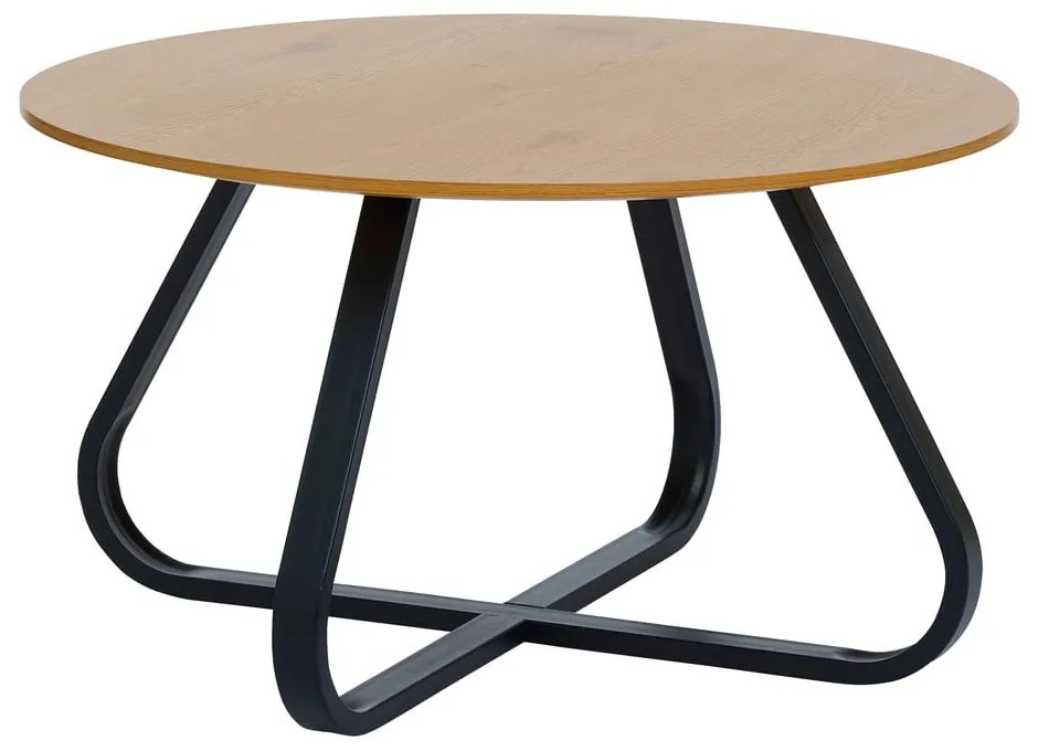 Okrúhly konferenčný stolík s doskou v dubovom dekore v prírodnej farbe ø 80 cm Cesura – Unique Furniture