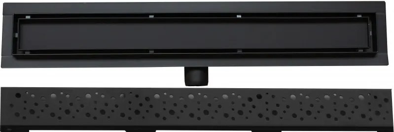 MEXEN Flat nerezový sprchový žľab 60 cm, vzor C12 čierny, 1721060-15