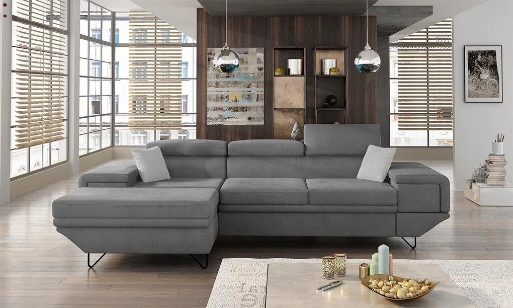 Moderná rohová sedacia súprava Arcadia, Dostupné poťahy: Zetta 297 + Zetta 297 + Zetta 296, Strana: pravá