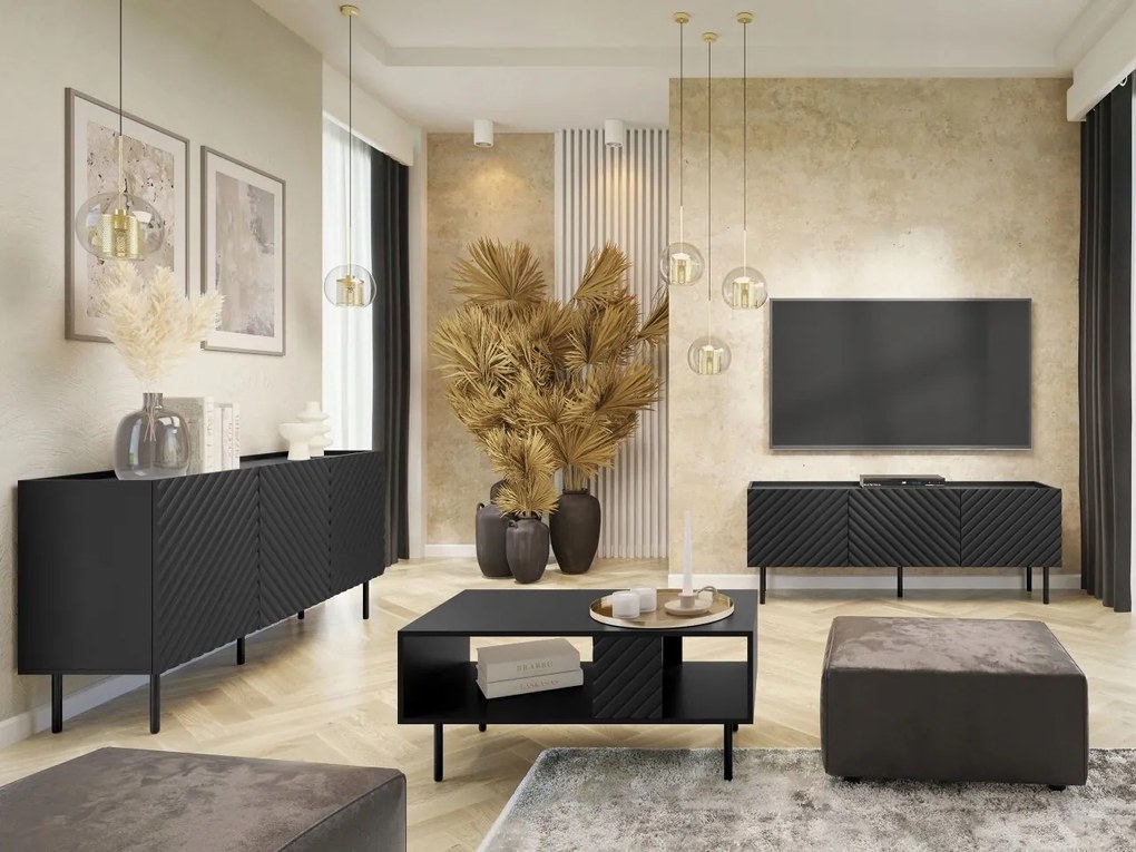 Súprava nábytku do obývačky Grotzi I (čierna)