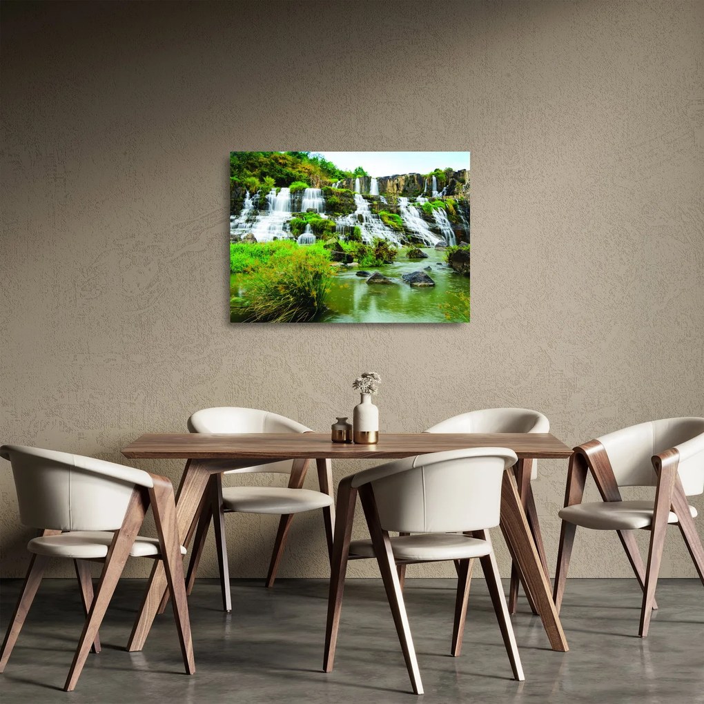 Sklenený obraz - vodopády (70x50 cm)