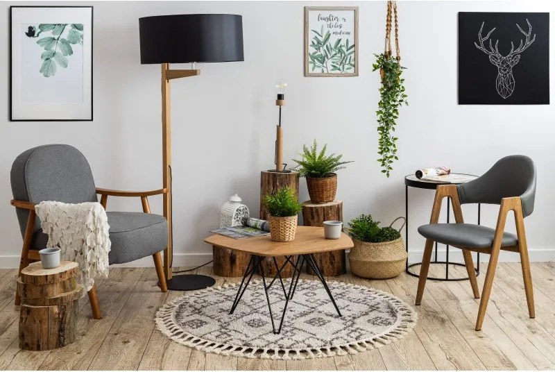 Dywany Łuszczów, Kusový koberec Berber Tanger B5940 cream and brown kruh, 160x160 (priemer) kruh, hnedá, obývacia izba