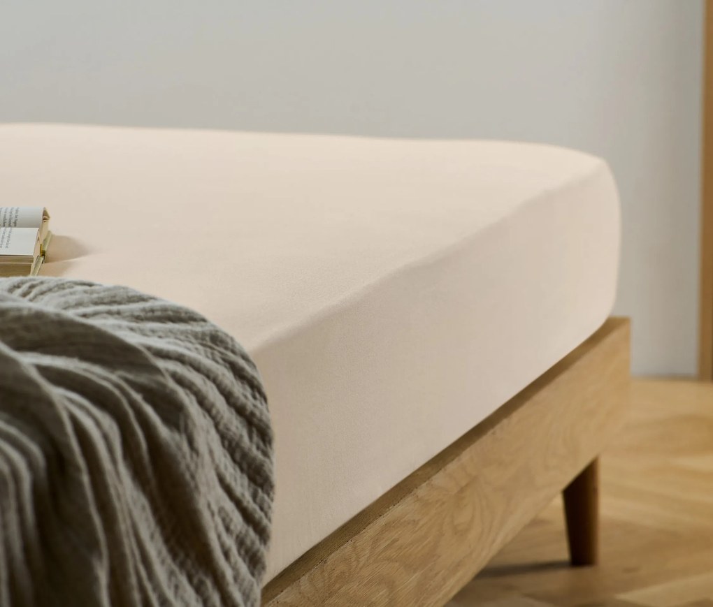 Napínacie prestieradlo z česanej bavlny, krémové, nadmerná veľkosť