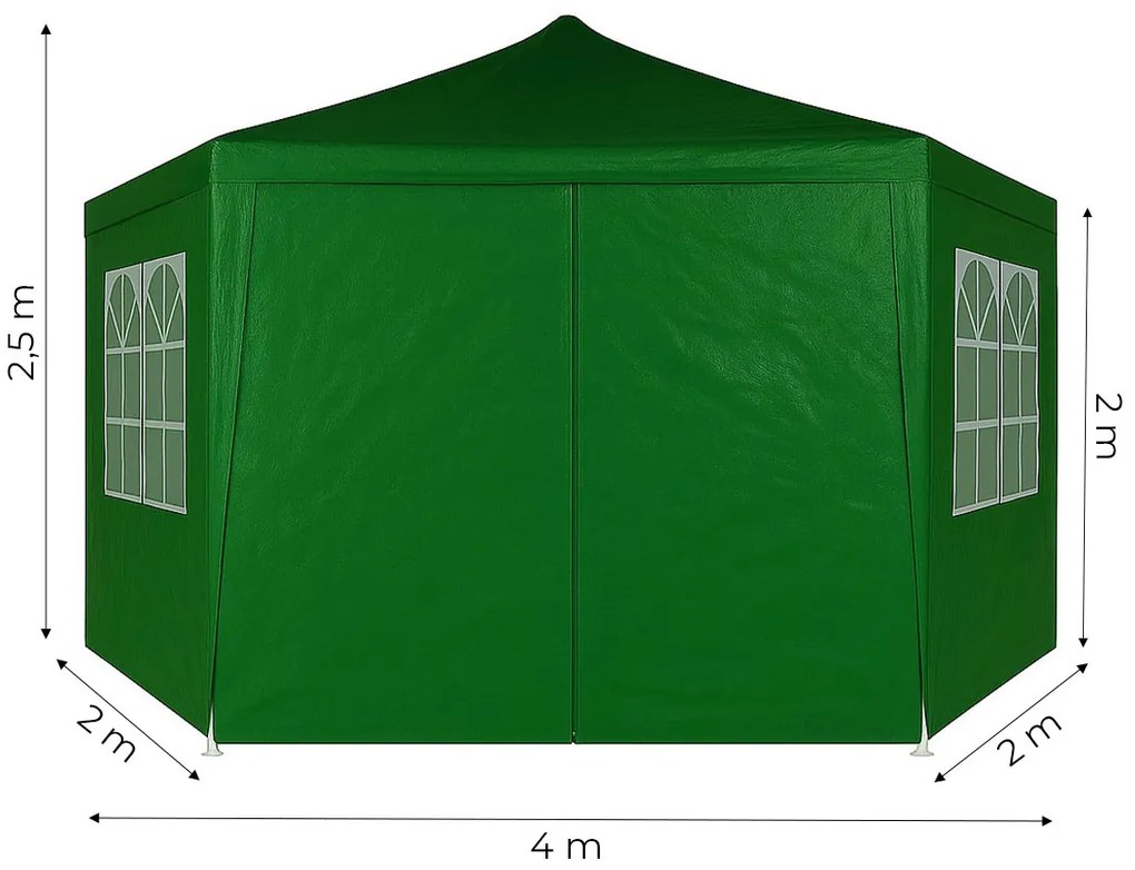 Záhradný pavilónový altánok, s oknami, zelený, MultiGarden