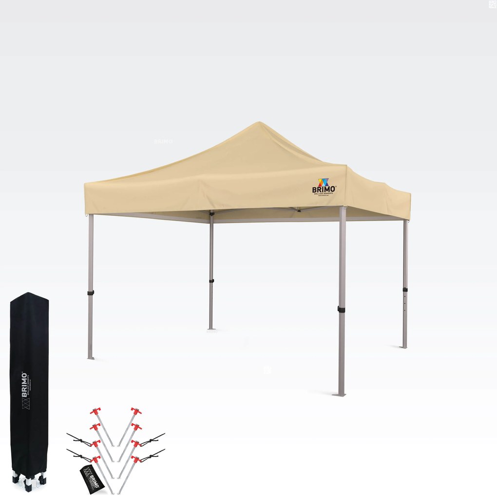 BRIMO Záhradný Altánok Skladací 3x3 m | Prémiová UV/PVC Ochrana | Pevná Konštrukcia BRIMO | Rýchle Skladanie Bez Náradia - bez stien - Béžová 35