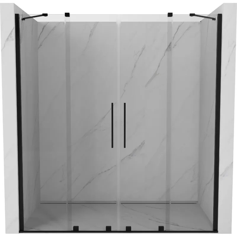Mexen Velar Duo, posuvné dvere do otvoru 170x200 cm, 8mm číre sklo, čierna matná, 871-170-000-02-70