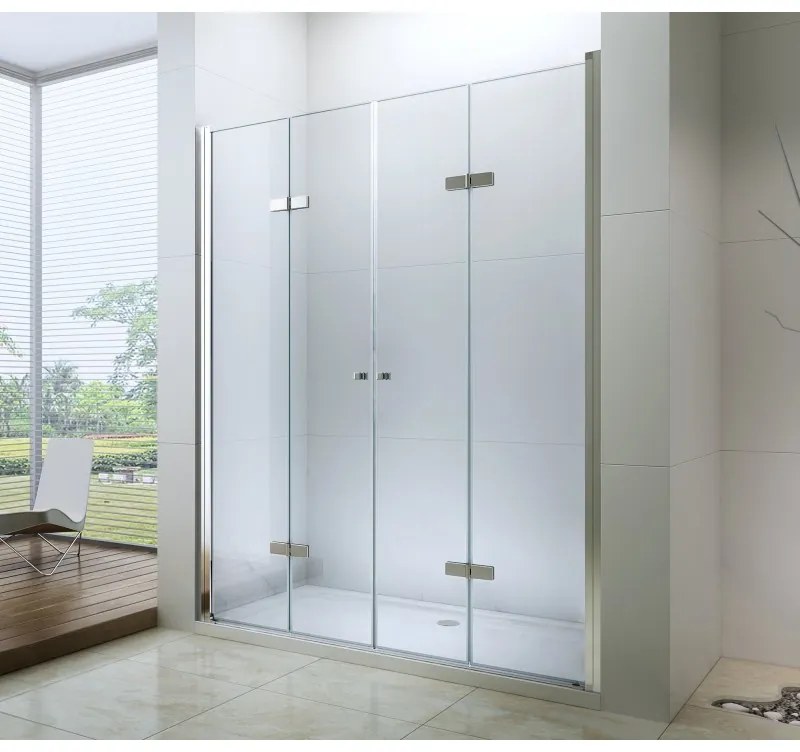 Mexen Lima Duo, sprchové skladacie dvere do otvoru 200 cm, 6mm číre sklo, chrómový profil, LIMA DUO DOOR 200