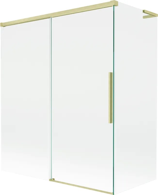 Mexen Rox, L posuvná 2-krídlová vaňová zástena 140 + 70 x 150 cm, 8mm číre sklo, zlatý matný profil, 8C9L-140-070-55-00