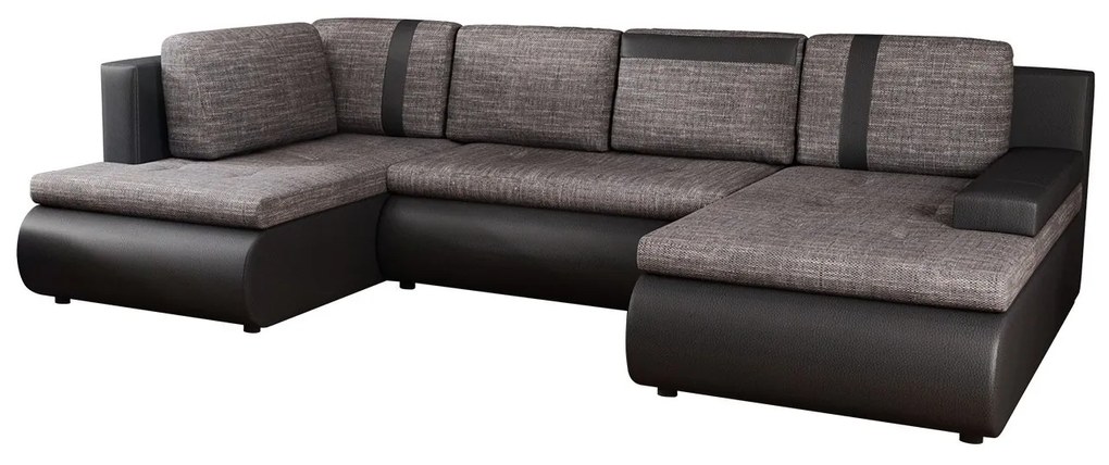 Rohová sedačka Sofia Mini C, Dostupné poťahy: ekokoža Soft 011 + Lawa 05, Strana: pravá, Taburetka: s taburetkou