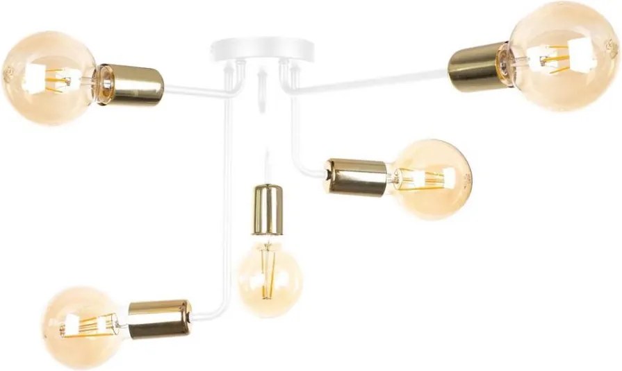 Prisadený luster NIXO 5xE27/60W/230V biela/zlatá