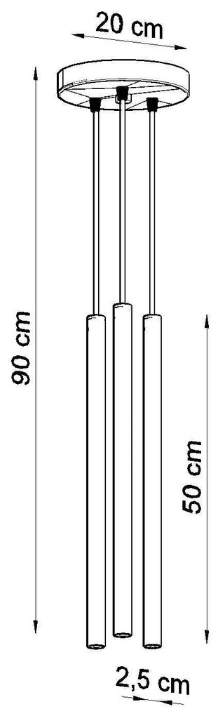 Závesné svietidlo Pastelo, 3x biele kovové tienidlo, o