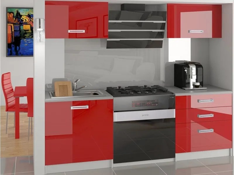 Malá červená kuchynská zostava Vanda