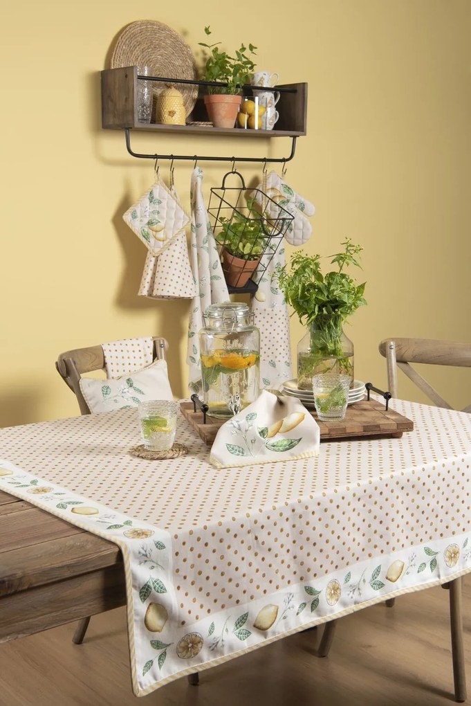 Bavlnená kuchynská utierka s citróny a bodkami Lemons & Leafs - 50 * 85 cm