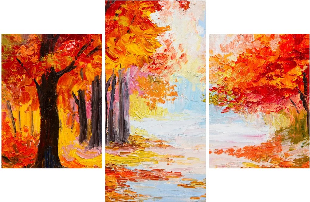 Obraz - Olejomaľba, farebná jeseň (90x60 cm)