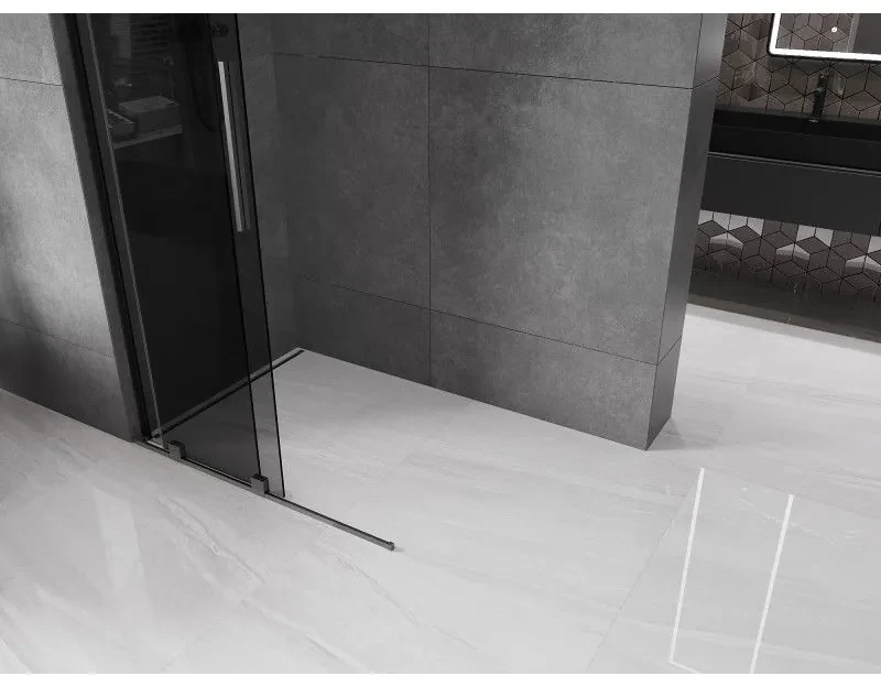 Mexen Velar L, posuvná sprchová zástena Walk-in 100 x 200 cm, 8mm šedé sklo, grafit brúsený, 871-100-003-43-66