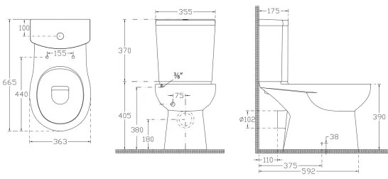 Sapho - Kombinované WC, zadný odpad, keramika/biela