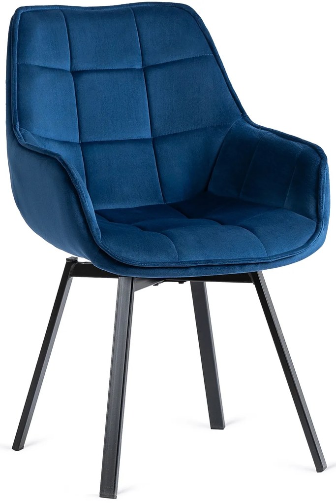 Otočná jedálenská stolička LUNA tmavomodrá zamatová